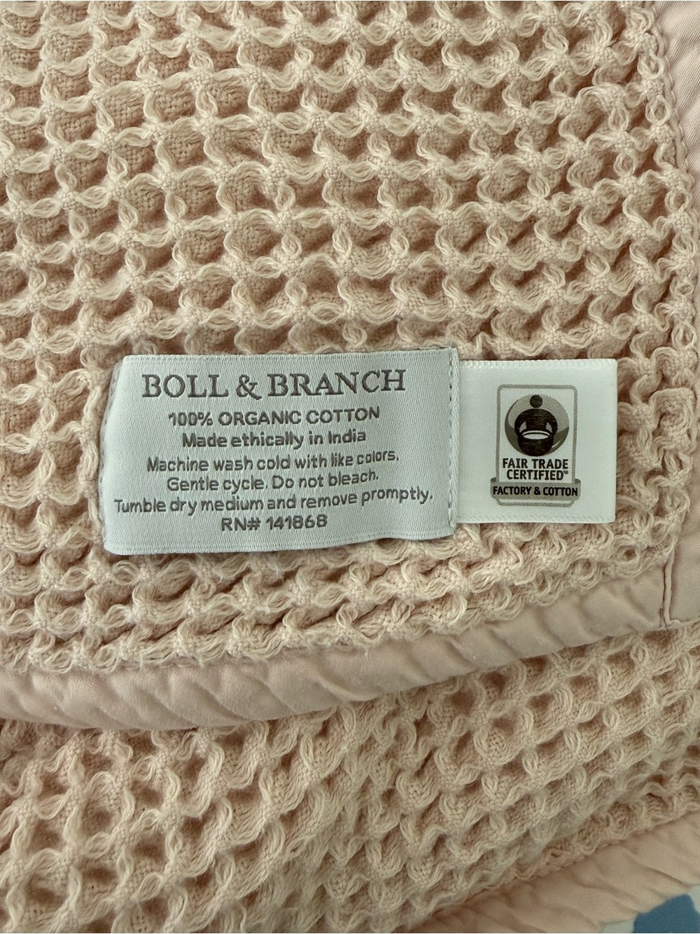 Boll and Branch Waffle Bed Blanket California King Size in Dusty Rose EUC - Picture 7 of 7